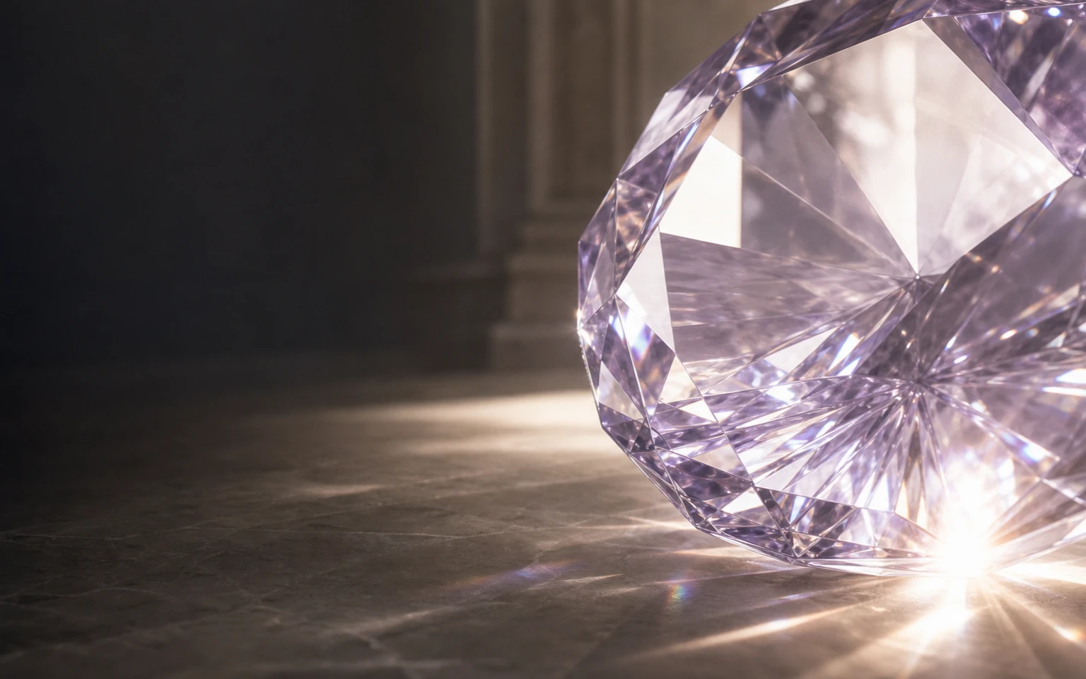 Faceted crystal catching lilac light